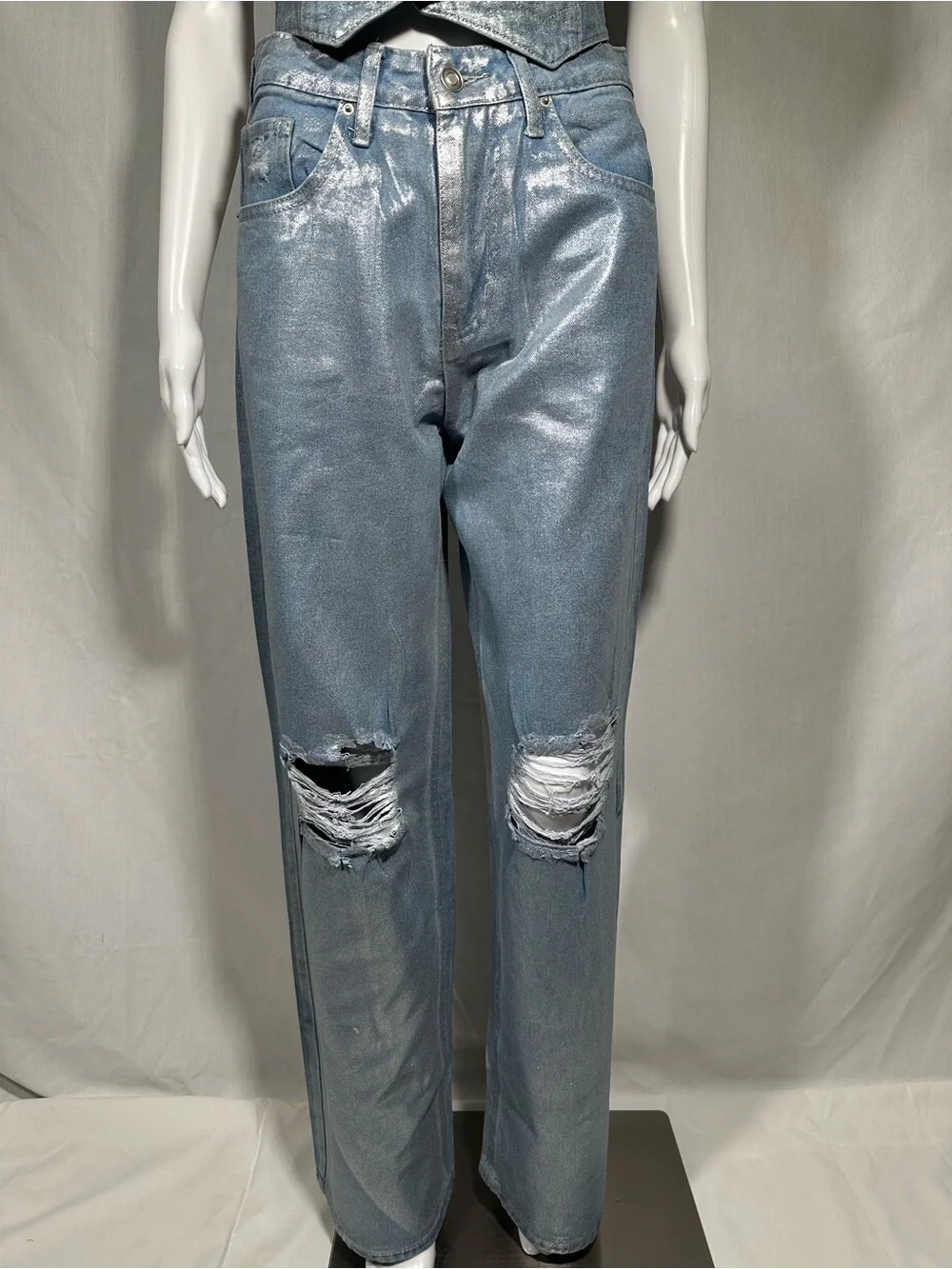 Fashion Nova Foil Jean Set NWT